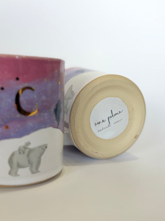 Polar Bear & Cub Winter Sunset Mug