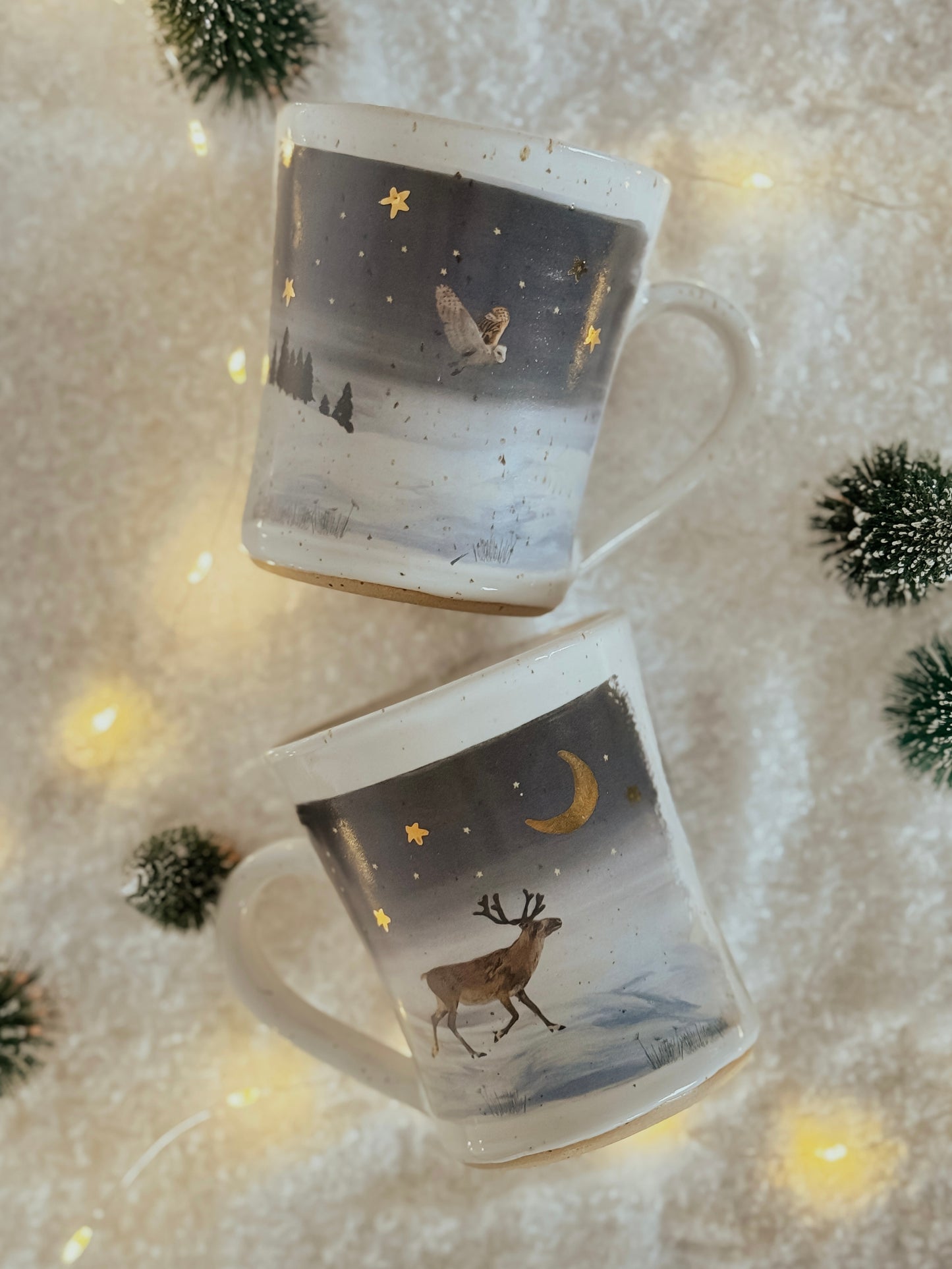 Reindeer & Owl Landscape Mug