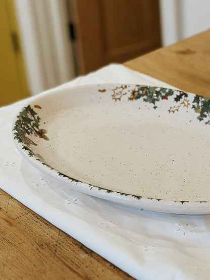 Winter Bird Oval Platter