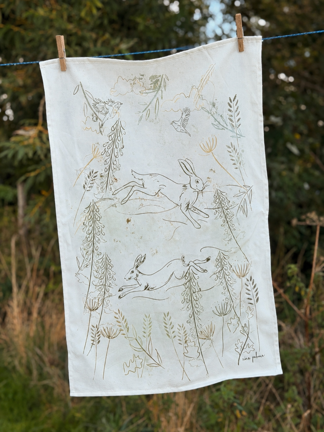 Leaping Hare tea towel