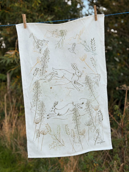 Leaping Hare tea towel