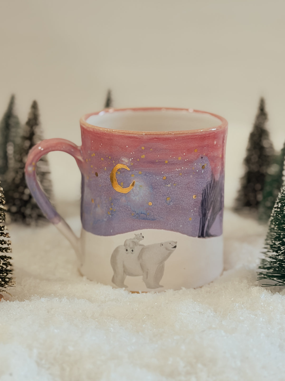 Polar Bear & Cub Winter Sunset Mug