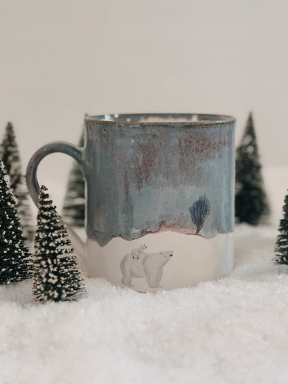 Polar Bear & Cub Winter Landscape Mug