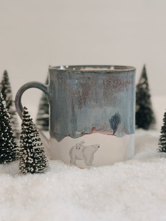 Polar Bear & Cub Winter Landscape Mug