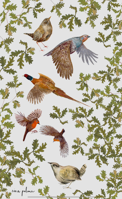 Autumn Bird Tea Towel