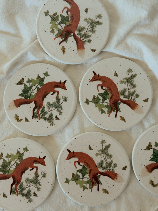 Leaping Fox Coasters, Set of 2