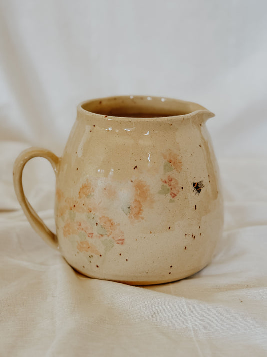 Speckled Carnation Flower & Bee Jug