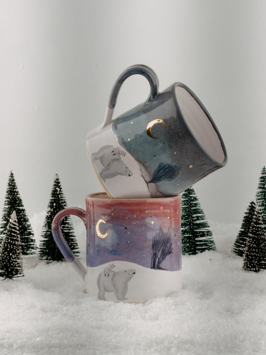 Polar Bear & Cub Winter Landscape Mug