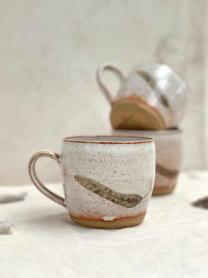 *New* Songbird Feather Round Mug 330ml - Nina Paloma Ceramics
